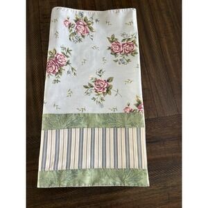 1 VTG JCPenney Blue Roses Spring  Valance Floral Ticking 82" X‎ 19" CottageCore